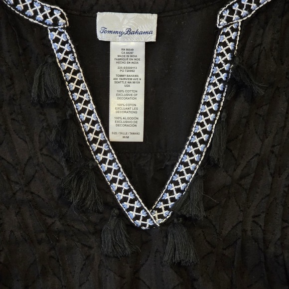 Tommy Bahama Cotton Clip Embroidered Tier Dress Cover Up - Black Medium - Picture 2 of 10